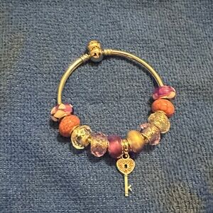 Elegant Silver and Purple Charm Bracelet